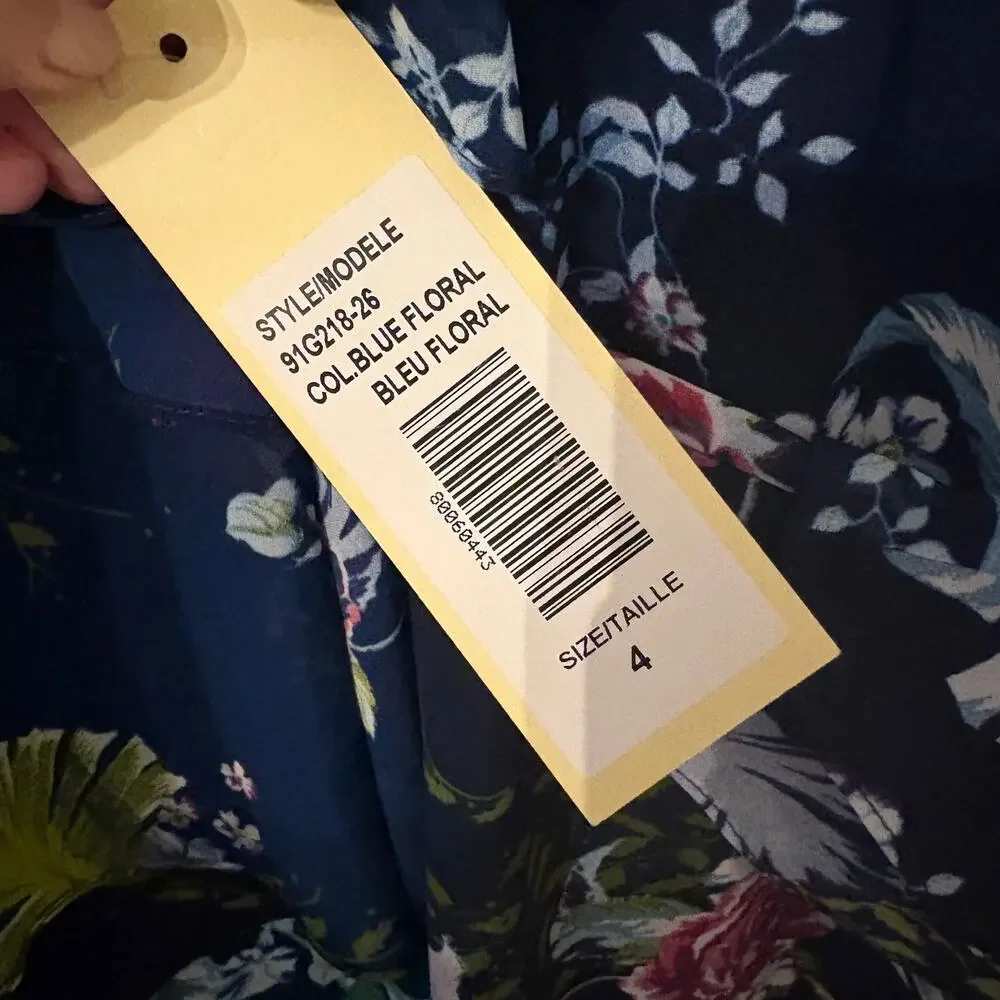 Mikael Aghal  Womens NEW Navy Floral Midi Length Dress 4 - Picture 6 of 8